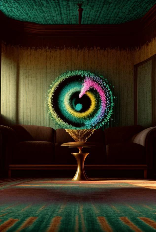 9((Hyper-Surrealistic ancient aatomic artifact))BREAK((((modern living room [mahogany | oak | maple | cherry |teak] furniture)))BREAK(((psychadelic trippy carpeting)))((Creative((Photo Masterpiece 8k wallpaper [Verb | adjective | pronoun])))BREAK(dodge and burn, corner edge darken vignette)((exposure POP!!!) hdr extremely intricate, High (Detail:1.1), Sharp focus, dramatic cinematic light, 8k textures, elegant, ((((cinematic look))))breathtaking, insane details))  <lora:Details-Slider:0.5> <lora:ExposureControl:0.7>  <lora:LCM_1-5:0.6> <lora:up-down_lighting:2> <lora:ColorTempSliders:3><lora:DepthOfFieldSliders:0.5> <lora:epiC35mm:0.3> <lora:HDhelper:0.6>  <lora:back-front_lighting:-2> <lora:ContrastControl:1.8> <lora:CuteHorrorSlider:0.9> <lora:Saturation:1.1>