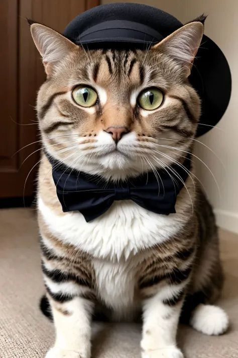 a photo of the most handsome cat, with a hat, his name is jack, stylish
