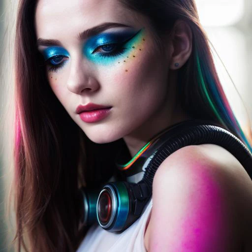 photograph, beautiful 22 year old (futuristic:1.2) (sci-fi:1.3) slinder lingerie model, ((pale skin)), looking at camera
beautiful delicate (eyes,nose,mouth)
black eyeliner, (colorful sci-fi makeup:1.5),lipstick,
elements of uniform
cinematic 4k epic detailed photograph shot on kodak bokeh hbo dark moody, ((leg focus))
realistic, masterpiece, best quality, (detail skin texture, ultra-detailed body:1.1),cinematic bokeh (hyperrealism:1.2), (photorealistic:1.2),
detailed skin, soft lighting