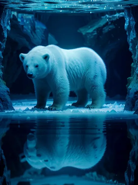 yellow spotlight, dark background, fantasy, surreal,
cavern, particles, raytracing, reflection, water,
polar bear, crystal, gems, animal,
<lora:spotlight:0.95>
<lora:epiCRealLife:0.95>
<lora:Elixir:0.95>