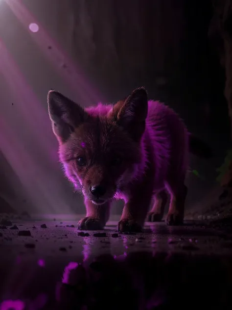 pink spotlight, fox, animal, mammal, cavern, beam, dust, particle, ray, raytracing, reflection, puddle,
(dark background:1.2), cute,
close-up shot,
<lora:spotlight:0.95>
<lora:epiCRealLife:0.95>
<lora:Elixir:0.95>