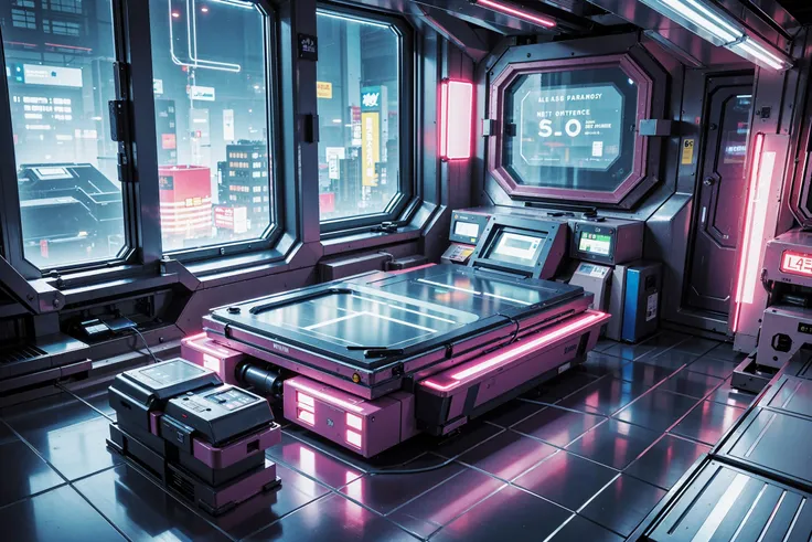 upperbody,cyberpunk,science fiction,neon lamp,window,indoor,, best quality,masterpiece,(photo realistic),