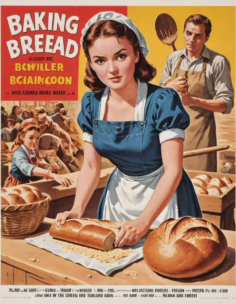 baking bread, classic movie poster