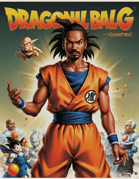 dragonball g, snoop dogg dressed as goku, classic poster