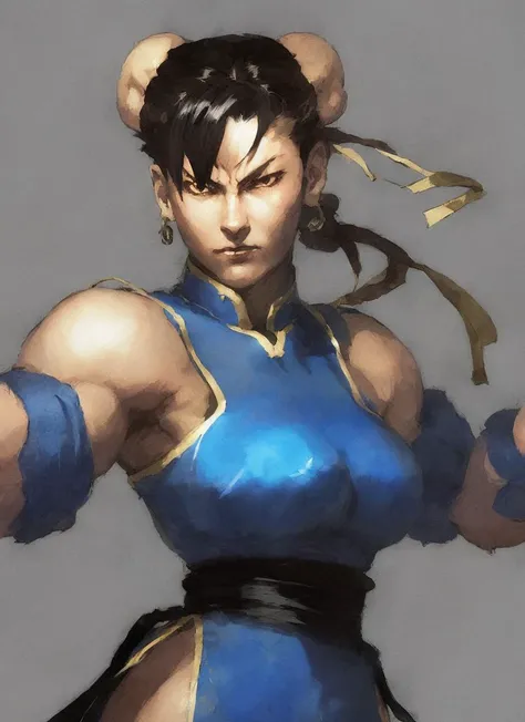 blue street fighter costume,, portrait of sks woman, dramatic lighting, illustration by Greg rutkowski, yoji shinkawa, 4k, digital art, concept art, trending on artstation