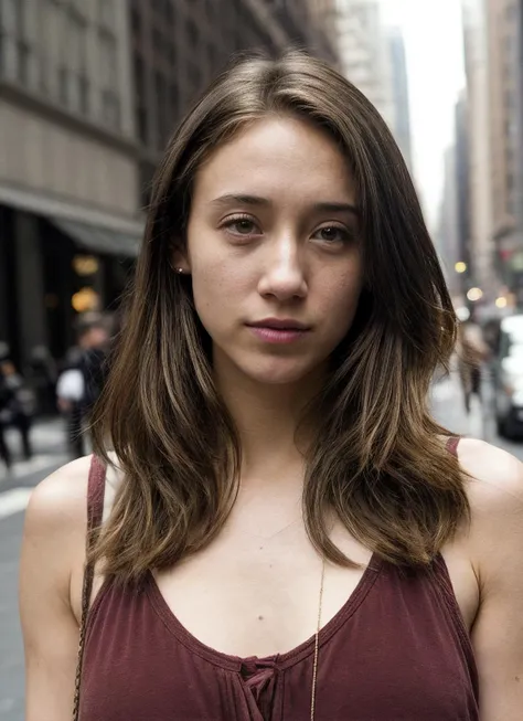 photo of sks woman, pale skin, working class in new york city, upper body, detailed skin, 20 megapixel, canon eos r3, detailed, detailed face, <lora:locon_stellamaeve_v1_from_v1_64_32:1>