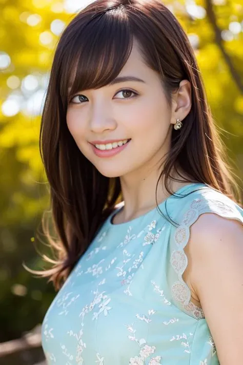 1girl,(wearing a beautiful dress:1.2),(RAW photo, best quality), (realistic, photo-realistic:1.4), masterpiece, an extremely delicate and beautiful, extremely detailed, 2k wallpaper, Amazing, finely detail, extremely detailed CG unity 8k wallpaper, ultra-detailed, highres, soft light, beautiful detailed girl, extremely detailed eyes and face, beautiful detailed nose, beautiful detailed eyes,cinematic lighting,in a beautiful forest of pine trees at a Japanese countryside,autumn scenery,maple trees in autumn,by a small rocky river,morning light,perfect anatomy,slender body,smiling, <lora:yoshimuraharuka_lora:0.8>