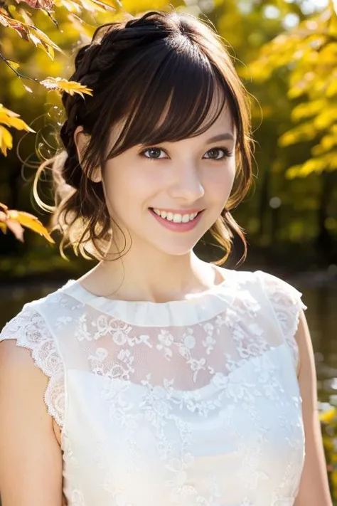 Medium display, Medium Shot, Written boundary depth, bust, Upper Body, Movie angle, masterpiece, highest quality, Very detailed, CG, 8k wallpaper, Beautiful Face, Delicate eyes, Otome, alone, smile, bangs, have,Purple Dress, bow, petal, bouquet