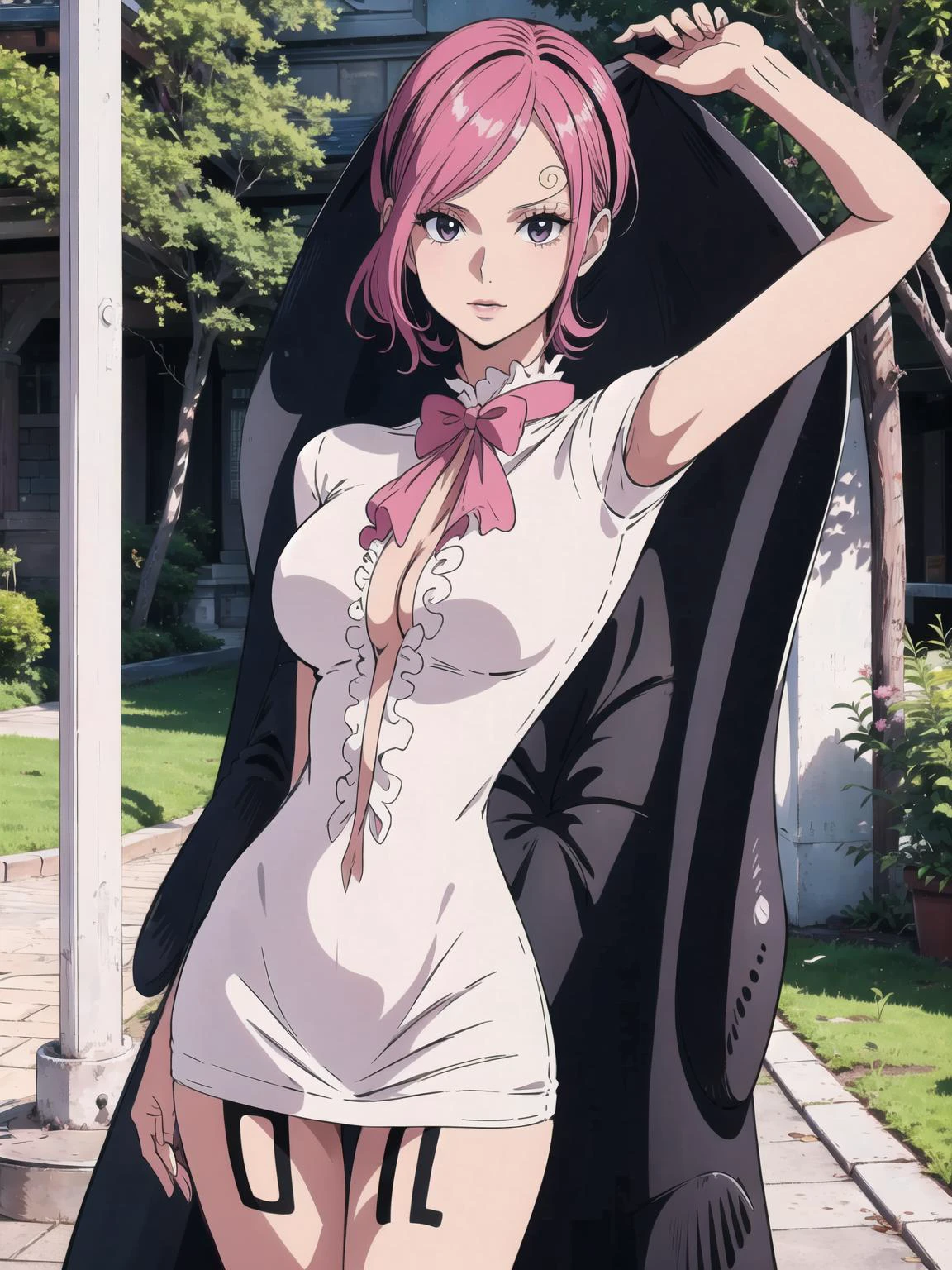 (cowboy shot), (masterpiece), (best quality:1.0), (ultra highres:1.0), highly detailed face and eyes,
BREAK
<lora:Reiju:0.8>Reiju, pink hair, short hair, confident, posing,
<lora:cut_out_dress:0.4> cut_out_dress
BREAK
outdoors, gorgeous view