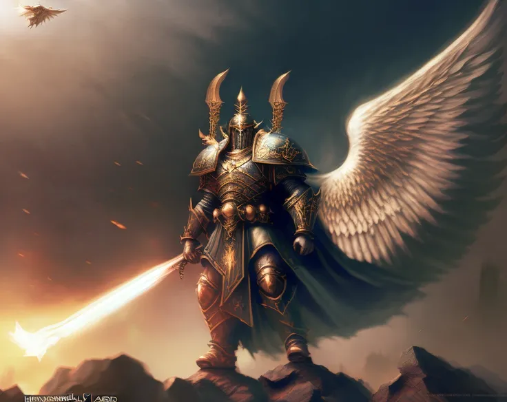 (HeavenlyLord:1.5) (GrimKnights:1) photo realistic original, masterpiece, best quality, official art, (extremely detailed cg unity 8k wallpaper), (extremely fine and beautiful:1.2), intricate, highly detailed, digital painting, artstation, concept art, sharp focus, cinematic lighting