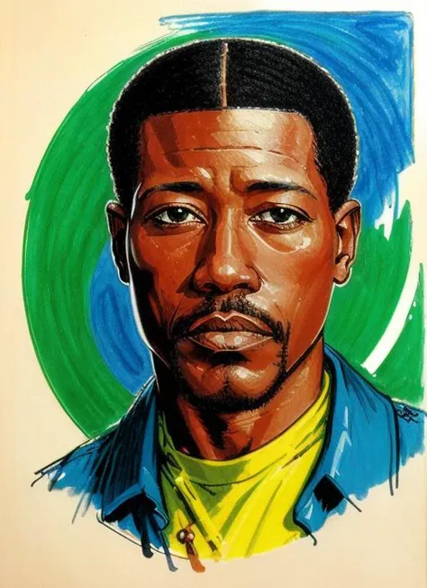 Intricate ws1, 1man, <lora:WesleySnipes:1> ((drawing in the style of, Kikuji Yamashita)) ((Art in the style of Mike Mignola)) crazy-looking, man, \solo, man in Bermuda Shorts , ultra detailed, hyperrealistic, 80mm, 4k, 8k, 8k intricate, high resolution