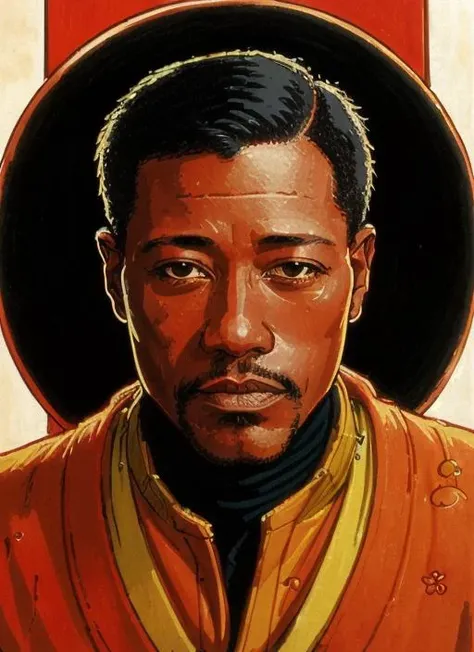Informative ws1, 1man, <lora:WesleySnipes:1> ((drawing in the style of, Kikuji Yamashita)) ((Art in the style of Mike Mignola)) coruscating, man, \solo, man in Sweater , ultra detailed, hyperrealistic, 80mm, 4k, 8k, 8k intricate, high resolution