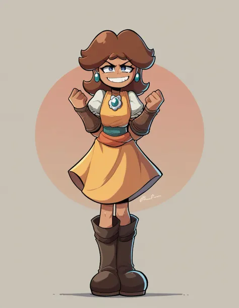zPDXL, score_9, score_8_up, score_7_up, source_anime, 1girl, solo,
<lora:PringleDingle_v2-15:1> pringus, Princess Daisy, brown hair, medium hair, freckles, tan-skinned female, grin, smug, tomboy, legs over head, viking wearing Norse huntress ensemble with fur-trimmed hide vest, linen tunic, hide bracers, fur leggings, hide boots, vendel helmet, (portrait),