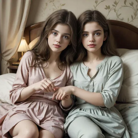Hyperrealistic art (An enchanting illustration of a pajama party scene in a college dormitory unfolds, where slender girls delight in each other's company amidst a cozy setting of pillows and blankets. The soft glow of fairy lights adds warmth to the atmosphere. With their slender petite frames, they bring a lively energy to the dormitory, their glossy skin radiating a gentle glow that accentuates their delicate feminine contours through their vibrant colored pajamas. Captured from a dynamic angle, their perky protuberant curves and cleavage twinkle with allure, enhancing the graceful silhouette of their narrow waists and slim curves. This scene captures the essence of friendship and fun, creating a cozy and intimate moment in the dormitory._), Naturalistic: Naturalistic creates a picture with a (realistic and immersive atmosphere:1.2), using soft, diffused light to capture the natural beauty of the environment. Subtle highlights and shadows add (depth and authenticity:1.4), allowing viewers to feel connected to the matter and experience the wonders of the natural world in this stunning photography of Prompt., <lora:detailed_eye:0.45> perfect skin . Extremely high-resolution details, photographic, realism pushed to extreme, fine texture, incredibly lifelike