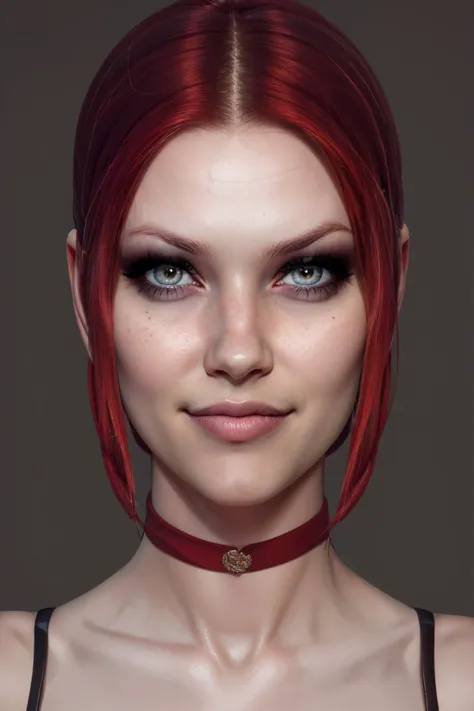 <lora:VV-10:0.7>, velvetVTMB_soul3142, 1girl, red hair, grey eyes, pale skin, makeup, lipstick, portrait,