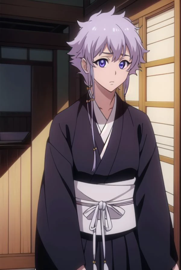 isanekotetsu, <lora:isanekotetsuv2-lora-nochekaiser:1>,
isane kotetsu, short hair, braid, purple hair, (purple eyes:1.1), hair braid,
BREAK long sleeves, japanese clothes, kimono, haori, black kimono, hakama, black hakama,
BREAK indoors,
BREAK looking at viewer, (cowboy shot:1.5),
BREAK <lyco:GoodHands-beta2:1>, (masterpiece:1.2), best quality, high resolution, unity 8k wallpaper, (illustration:0.8), (beautiful detailed eyes:1.6), extremely detailed face, perfect lighting, extremely detailed CG, (perfect hands, perfect anatomy),