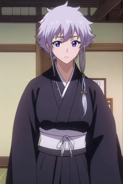 isanekotetsu, <lora:isanekotetsuv2-lora-nochekaiser:1>,
isane kotetsu, short hair, braid, purple hair, (purple eyes:1.1), hair braid,
BREAK long sleeves, japanese clothes, kimono, haori, black kimono, hakama, black hakama,
BREAK indoors,
BREAK looking at viewer, (cowboy shot:1.5),
BREAK <lyco:GoodHands-beta2:1>, (masterpiece:1.2), best quality, high resolution, unity 8k wallpaper, (illustration:0.8), (beautiful detailed eyes:1.6), extremely detailed face, perfect lighting, extremely detailed CG, (perfect hands, perfect anatomy),