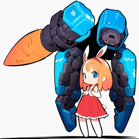 <lora:Eiken3kyuboyArtist-20:1>, mech parts,full body,
chibi, 1girl, giant carrot , rabbit ears,