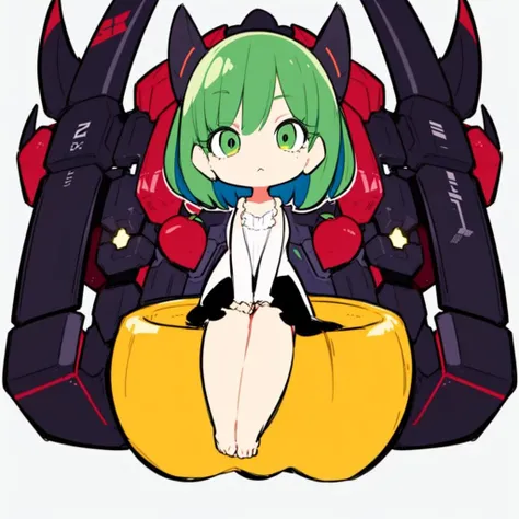 <lora:Eiken3kyuboyArtist-20:1>, full body,
chibi, 1girl, (sitting on a giant apple:1.2) , green hair , green eyes, glowing eyes,