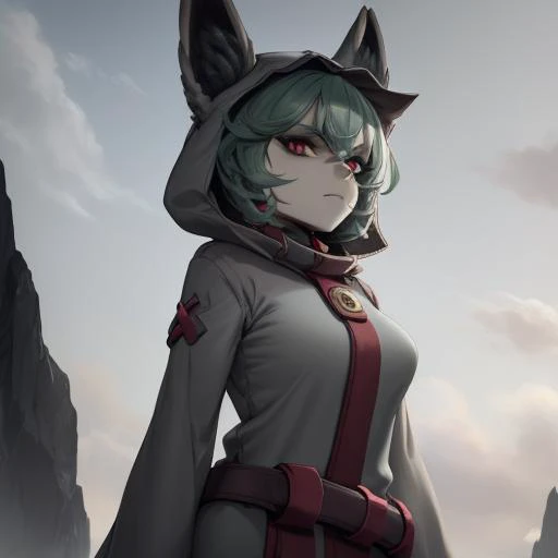 <lora:vex3-000007:1>, vex, (grey skin:1.3), upper body, mature, standing, outdoors, sky, simple background, day, closed mouth, glare, looking at viewer,