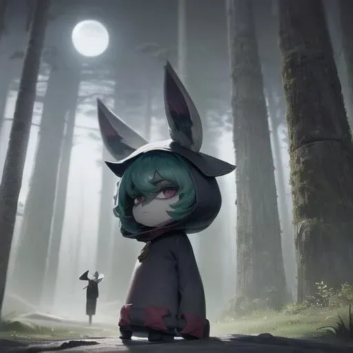 <lora:vex3-000007:1>, vex1, (grey skin:1), upper body, mature, standing, outdoors, sky, simple background, closed mouth, glare, looking at viewer, forest, night, deep night, trees, moon rays, moon, detailed background, best quality, masterpiece, comic, novel illustration, backlighting,extremely detailed CG, 8k wallpaper, cute,
