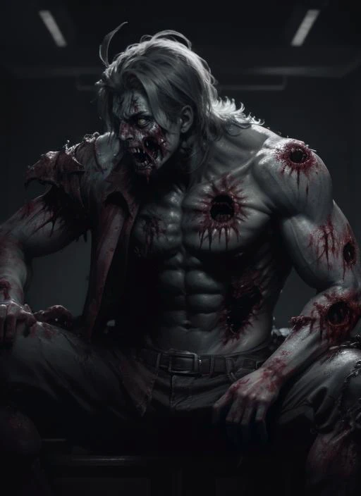 a bulky horror male zombie creature <lora:BodHor-V1:0.7>