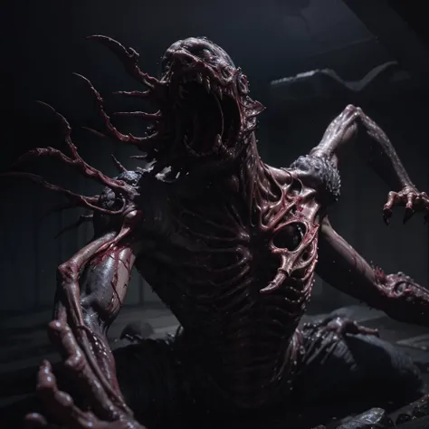 official art, unity 8k wallpaper, ultra detailed, beautiful and aesthetic, High quality, beautiful, masterpiece, best quality,
blood, dark theme, disgusting body horror creature,
<lora:LowRA:0.8> <lora:bodhor:0.7>