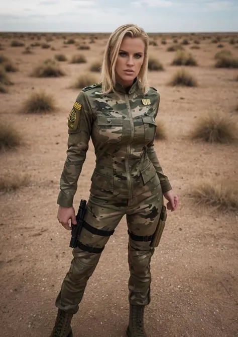 beautiful Gabbie Carter posing as an army officer, photo referenced, highest quality, high quality, (detailed face and eyes), dusk lighting, high boots, strong makeup, industrial, outdoor snow forest background <lora:Gabbie Carter:0.8>