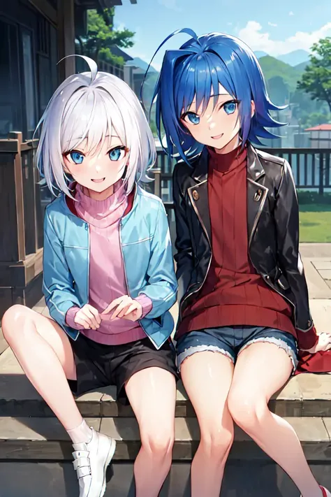 ((best quality, high_resolution, distinct_image)), <lora:Aichi-17:0.7>, sendou aichi, 1boy, male focus, shorts, sweater, ahoge, smile, outdoors,
