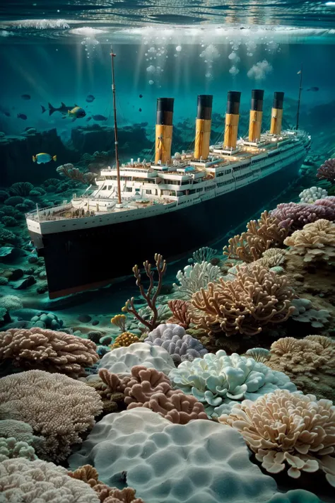 (masterpiece, best quality), intricate details,
<lora:Titanicus:0.8> Titanic, shipwreck, (underwater:1.4), sunken ship, rusty,