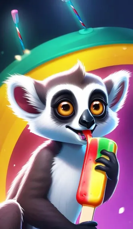 a lemur eating a popsicle, cute, intricate, highly detailed, digital painting, trending on artstation, smooth, sharp focus, backlit, rim light, vivid colors, illustration, unreal engine 5, 8 k, art by blizzard, league of legends, world of warcraft