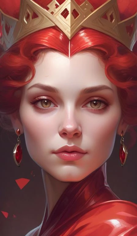 portrait of red queen, intricate, elegant, highly detailed, digital painting, artstation, concept art, smooth, sharp focus, illustration, art by artgerm and greg rutkowski and alphonse mucha and william - adolphe bouguereau