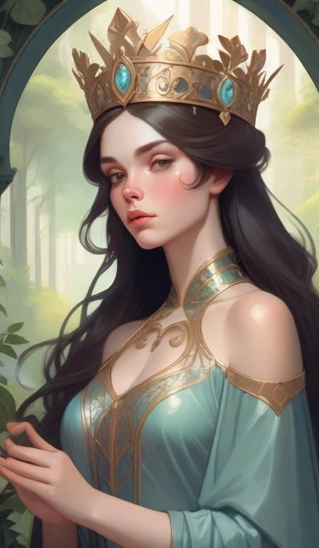 symmetry portrait of brunette magical princess, glam, renaissance, glass skin, forest background, intricate, elegant, highly detailed, digital painting, artstation, concept art, smooth, sharp focus, illustration, art by artgerm and greg rutkowski and fra angelico and alphons mucha