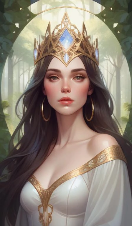 symmetry portrait of brunette magical princess, glam, renaissance, glass skin, forest background, intricate, elegant, highly detailed, digital painting, artstation, concept art, smooth, sharp focus, illustration, art by artgerm and greg rutkowski and fra angelico and alphons mucha