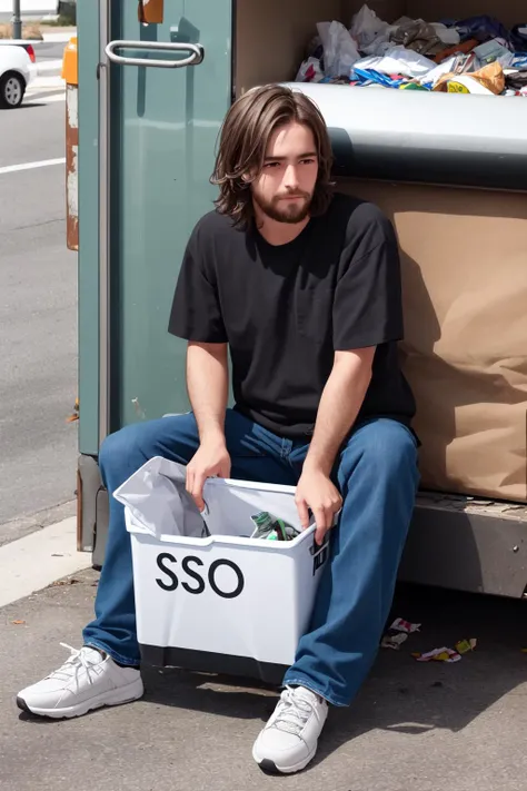 best quality, intricate details,
1boy, <lora:asmongold_v10:0.8> sks person, long brown hair, garbage man, garbage truck, hobo, homeless,