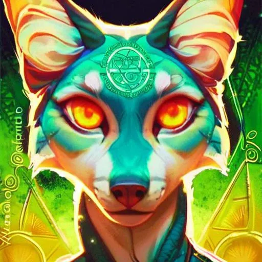 CelticFox,<lora:CelticFox:1>,score_9, score_8_up, score_7_up, score_6_up,solo,,solo,looking at viewer,yellow eyes,no humans,animal,black background,celtic style,orange colored eyes,celtic symbols,celtic style,