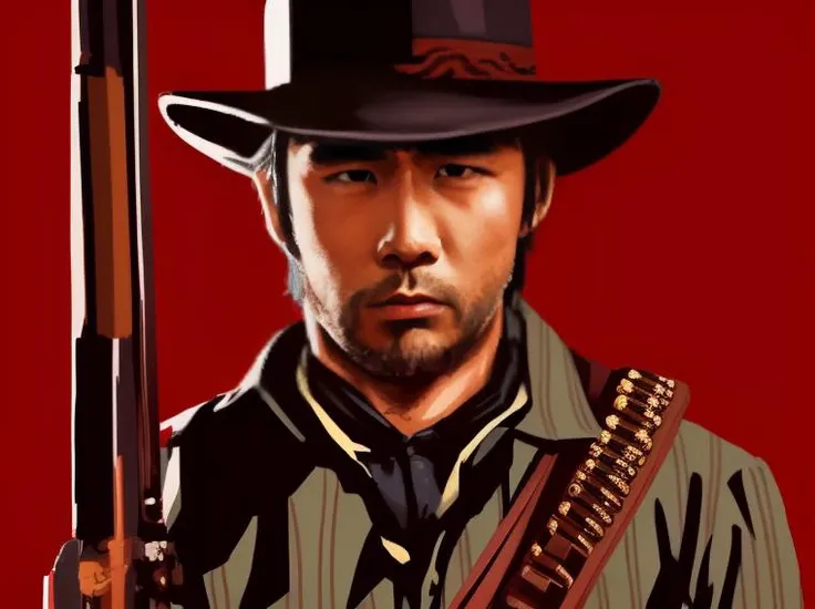 1 chinese man,young man,cowboy hat,painting style