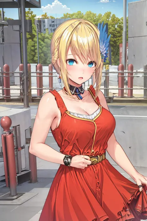 ((masterpiece, high quality, highres,))((portrait:1.5,))
cattleya, <lora:Cattleya-10:1>, red dress, sleeveless dress, cleavage, outdoors, street,