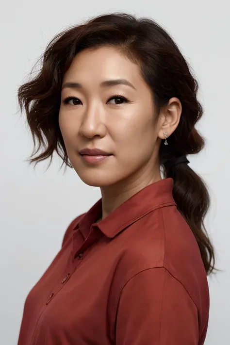 <lora:sandra oh v1.0:0.8> sandra oh, woman, ultra-realistic, highly-detailed, 4k, masterpiece, white background, face, soft light, ponytail, shadows, smile,