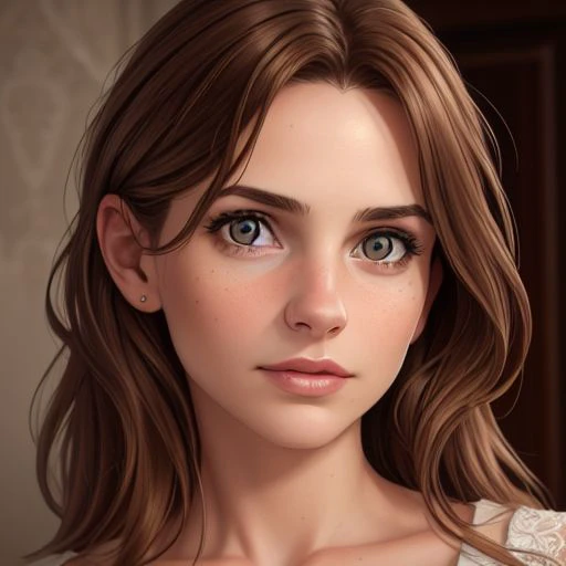 Hyperrealistic art portrait, pretty woman, light brown hair, perfect face, Extremely high-resolution details, photographic, realism pushed to extreme, fine texture, incredibly lifelike, sharp, extreme detailed, HD, HDR, masterpiece, 8k, fine art, oil painting, best quality, best resolution, vivid colors, detailed, sharp, HD, HDR, best quality, best resolution