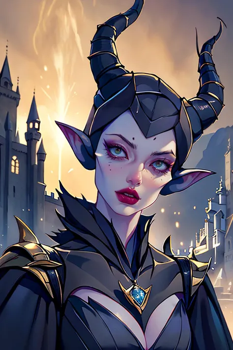 Maleficent, tall and slender evil witch, upper body, mysterious, castle background, 3D model, solo, 1girl, <lora:guastary:0.9> gua, portrait, detailed, sharp, HD, HDR, masterpiece, best quality, best resolution, golden ratio, breathtaking, award-winning, professional, splashscreen, cinematic lighting, depth of field, epic, dramatic