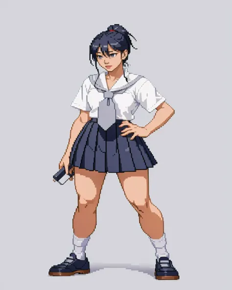 <lora:Cps2V2_Fp:0.95>, pixelart, simple background, full body, japanese schoolgirl, shirt, tie, skirt, socks, nobg, sharp, extreme detailed, HD, HDR, 4K, masterpiece, high quality, high resolution, breathtaking, award-winning, professional