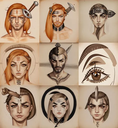 (Ink illustration on parchment):1.5 of ((eye with (__attribute_eyebrows__))) {male|female}