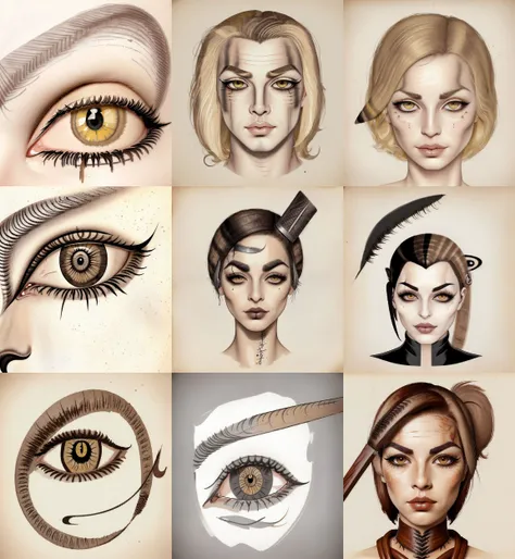 (Ink illustration on parchment):1.5 of ((eye with (__attribute_eyebrows__))) {male|female}