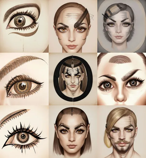 (Ink illustration on parchment):1.5 of ((eye with (__attribute_eyebrows__))) {male|female}