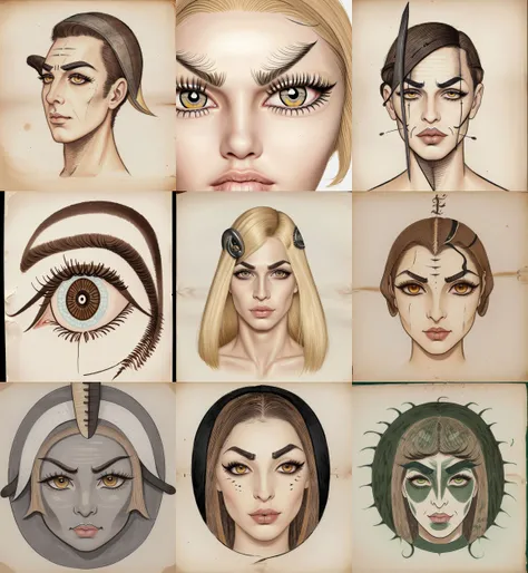 (Ink illustration on parchment):1.5 of ((eye with (__attribute_eyebrows__))) {male|female}