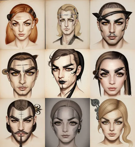 (Ink illustration on parchment):1.5 of ((eye with (__attribute_eyebrows__))) {male|female}
