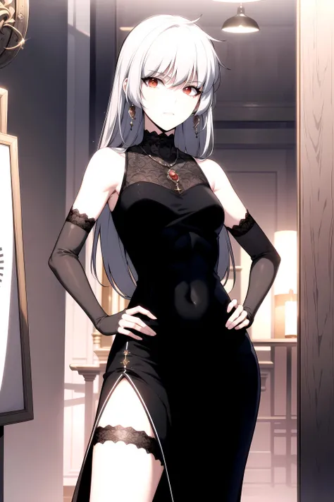 best quality, (masterpiece:1.2), detailed,Alice, ((Ahegao)),gray hair, long hair, red eyes, Huge, erect nipples , ((Pussy exposure)), (((Breast exposure))), (((Very slender waist))), (wide open pussy),
((black latex dress)), cleavage cutout, thighs,Spread your legs, head tilt, looking at the viewer, (The background is a white space with nothing in it.), nsfw, ((PUSSY)), ((anal)), ((sex))