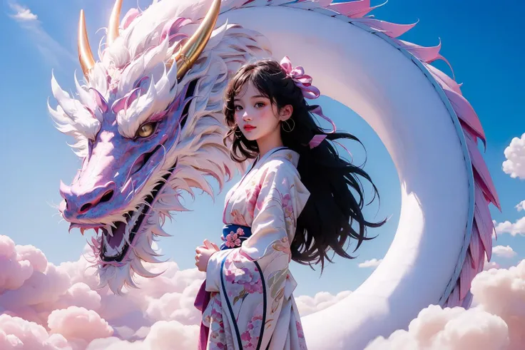 DragonCute, 1girl, solo, long_hair, brown_hair, black_hair, ribbon, standing, hair_ribbon, outdoors, japanese_clothes, horns, sky, day, cloud, kimono, from_side, blue_sky, floating_hair, pink_ribbon, dragon, pink_kimono, eastern_dragon
<lora:DragonCute-000004:0.7>, ultra realistic,32k,RAW photo,(high detailed skin:1.2), 8k uhd, dslr, soft lighting, high quality, film grain