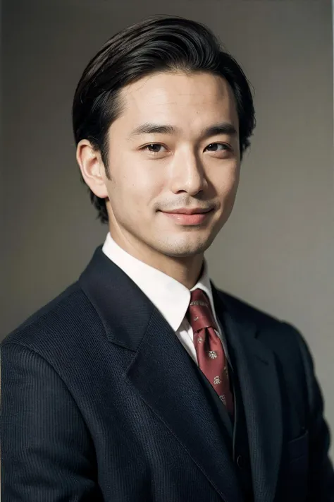 man wearing a suit, (happy), vintage portrait photo